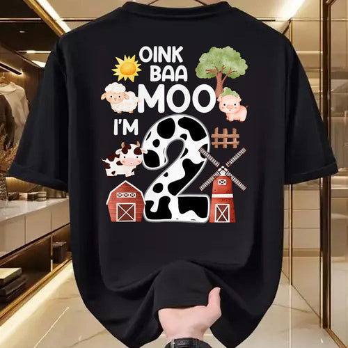 Best Farmer Life Shirt, Funny Farmer UnisexT-Shirt/Hoodie/Sweatshirt HLT00 - Oink Baa Moo I'm 2 Farm Theme Birthday Gift 2 Year Old Party T-Shirt
