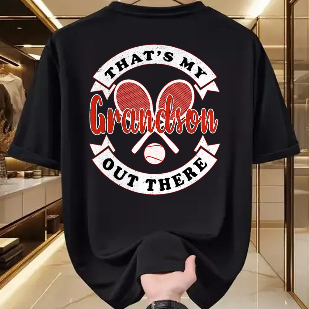 Best Grandma Shirt, Proud Grandma Unisex T-Shirt/Hoodie/Sweatshirt HLT00 - That's My Grandson Out There Tennis Grandma Grandpa T-Shirt