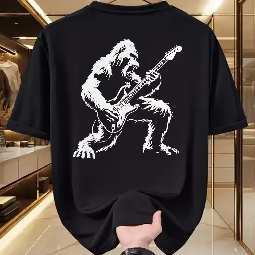 Guitar Lover Shirt, Funny Guitar UnisexT-Shirt/Hoodie/Sweatshirt HLT00 - Bigfoot Playing Guitar Rock Music Band Sasquatch T-Shirt, Men, Black, 3X-Large