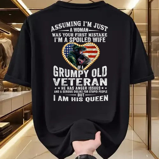 Best Wife Shirt, Wife and Husband Unisex T-Shirt/Hoodie/Sweatshirt HLT00 - Gift for wife T shirt, spoiled wife   I'm A Spoiled Wife Of A Grumpy Old Veteran - Veteran's Wife T- (1)
