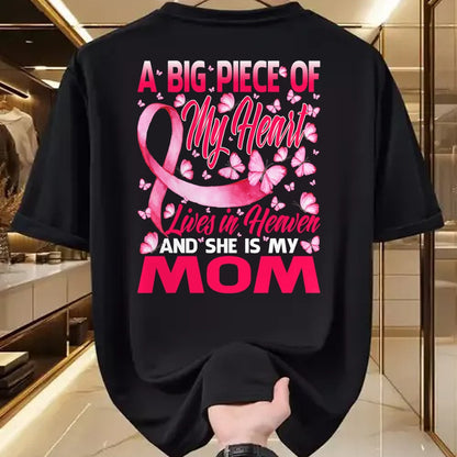 Gift for Mom Shirt, Funny Mom Unisex T-Shirt/Hoodie/Sweatshirt HLT00 - Mom In Heaven Butterfly Breast Cancer Awareness T-Shirt