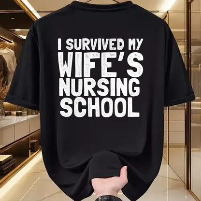 Funny Nurse Shirt, Nurse Unisex T-Shirt/Hoodie/Sweatshirt HLT00 - Survived my wife's nursing school for Husband Nurse T-Shirt