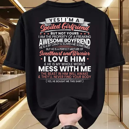 Best Wife Shirt, Wife and Husband Unisex T-Shirt/Hoodie/Sweatshirt HLT00 - Womens Yes Im A Spoiled Girlfriend for a Best Girlfriend T-Shirt