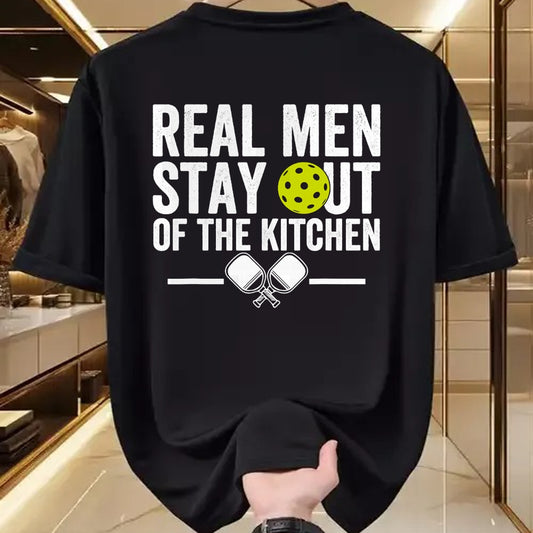 Funny Pickleball Shirt, Pickleball Lover Unisex T-Shirt/Hoodie/Sweatshirt HLT00 - Real Men Stay Out of The Kitchen Funny Pickleball Vintage T-Shirt