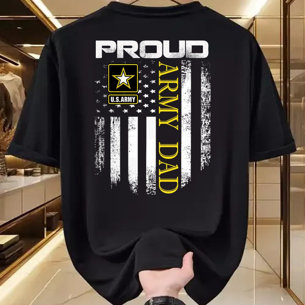 Gift for Dad Shirt, Funny Dad Unisex T-Shirt/Hoodie/Sweatshirt HLT00 – Vintage Proud Army Dad With American Flag Gift T-Shirt
