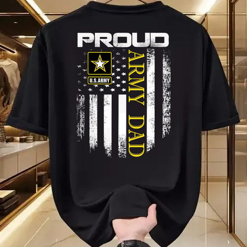 Gift for Dad Shirt, Funny Dad Unisex T-Shirt/Hoodie/Sweatshirt HLT00 – Vintage Proud Army Dad With American Flag Gift T-Shirt