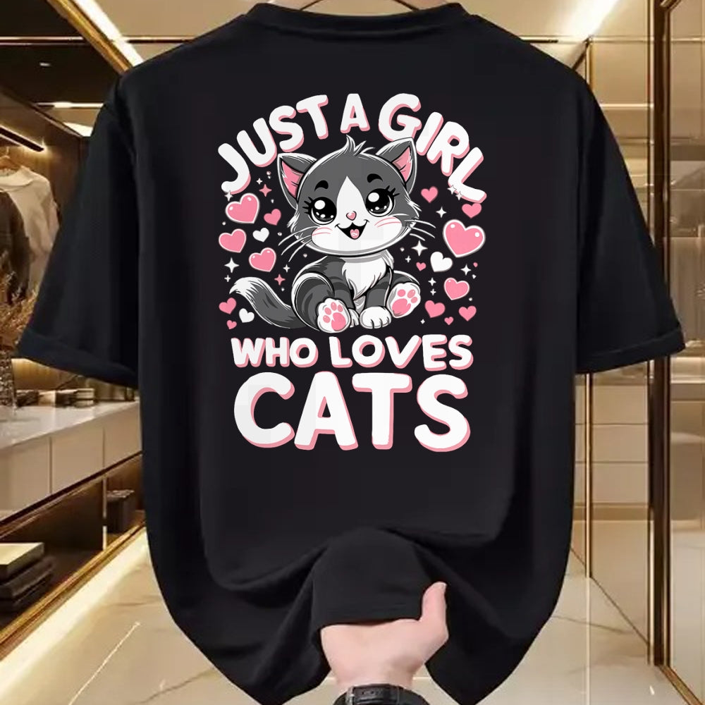 Cat Love Shirt, Funny Cat Lover Gift UnisexT-Shirt/Hoodie/Sweatshirt HLT00 - Just A Girl Who Loves Cats Cute Cat T-Shirt (1)