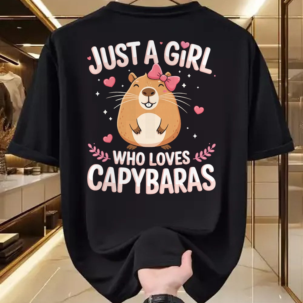 Cute Capybara Shirt, Funny Capybara Unisex T-Shirt/Hoodie/Sweatshirt HLT00 - Just A Girl Who Loves Capybaras Kawaii T-Shirt