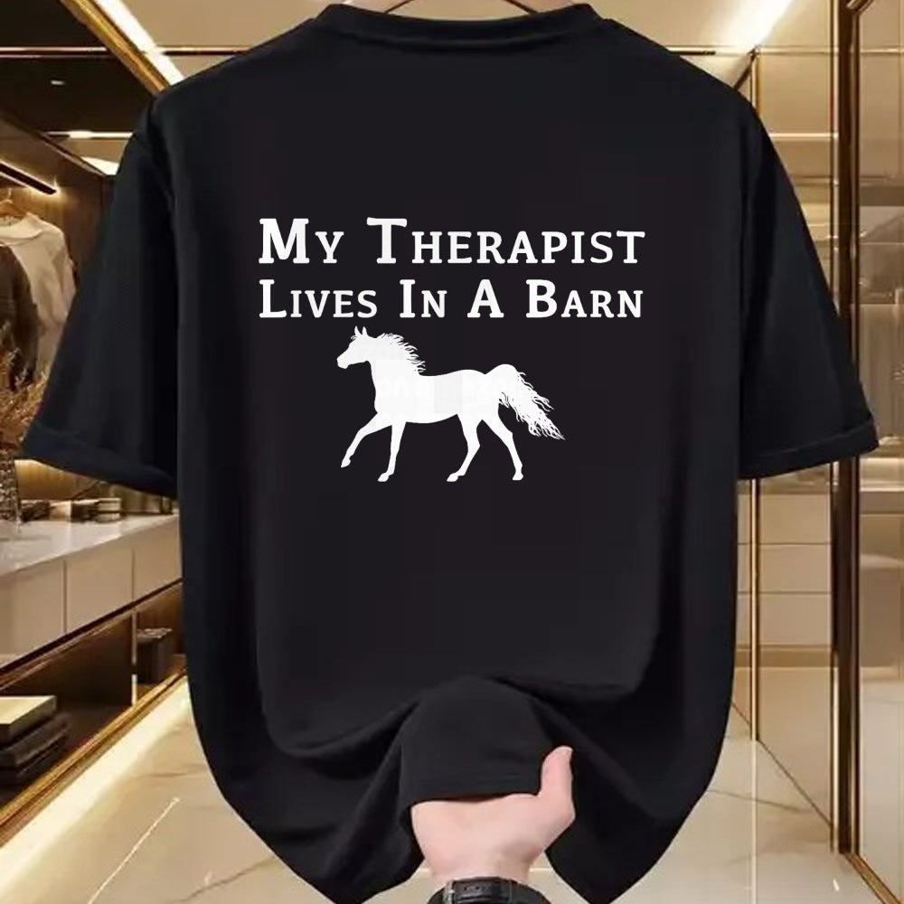 Best Horse Lover Shirt , Funny Horse UnisexT-Shirt/Hoodie/Sweatshirt HLT00 - My Therapist Live in A Barn - Funny Horse T-Shirt