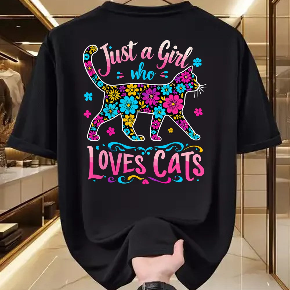 Cat Love Shirt, Funny Cat Lover Gift UnisexT-Shirt/Hoodie/Sweatshirt HLT00 - Cat Cute Just A Girl Who Loves Cats T-Shirt (1)