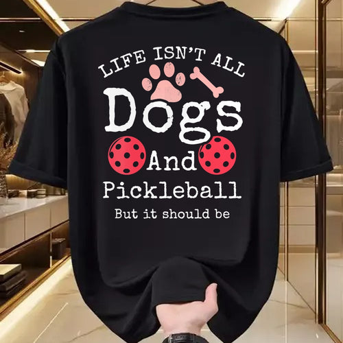 Funny Pickleball Shirt, Pickleball Lover Unisex T-Shirt/Hoodie/Sweatshirt HLT00 - Womens Life Isn't All Dogs and Pickleball Player V-Neck T-Shirt
