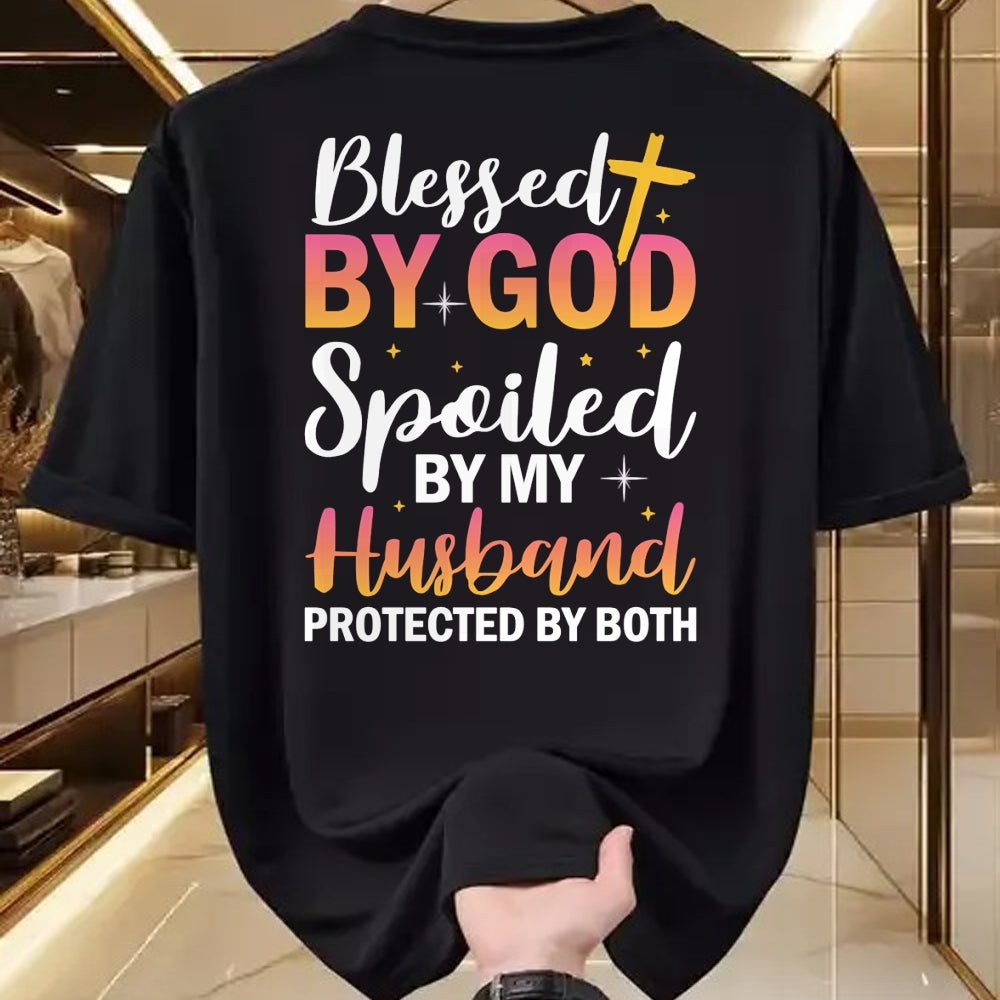 Best Wife Shirt, Wife and Husband Unisex T-Shirt/Hoodie/Sweatshirt HLT00 - Gift for wife T shirt, spoiled wife   Christian Wife Jesus Blessed By God Spoiled By My Husband Swea