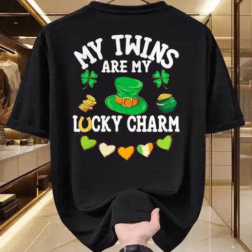 Gift for Mom Shirt, Funny Mom Unisex T-Shirt/Hoodie/Sweatshirt HLT00 - My Twins Are My Lucky Charm St Patricks Day Twin Mom and Dad T-Shirt