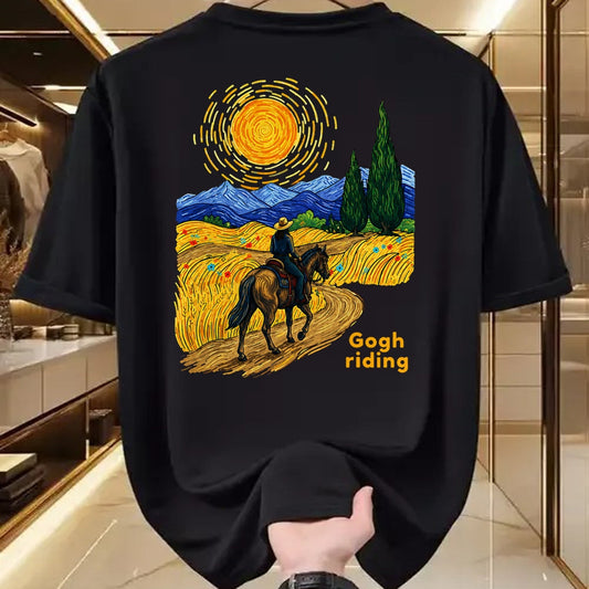 Best Horse Lover Shirt , Funny Horse UnisexT-Shirt/Hoodie/Sweatshirt HLT00 - Gogh Riding Funny Van Gogh Horse Starry Night Cowboy T-Shirt