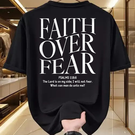 Christian Tee, Christian Faith Unisex T-Shirt/Hoodie/Sweatshirt HLT00 - Faith Over Fear Christian (on back) T-Shirt (1)