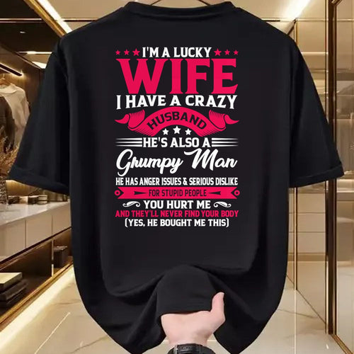 Best Wife Shirt, Wife and Husband Unisex T-Shirt/Hoodie/Sweatshirt HLT00 - Gift for wife T shirt, lucky wife   I'm A Lucky Wife I have A Husband Funny Family Humor Wife Pullov