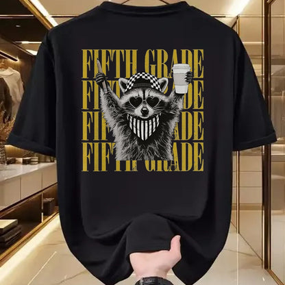 Best Teacher Shirt, Funny Teacher UnisexT-Shirt/Hoodie/Sweatshirt HLT00 - Funny Fifth Grade Teacher Feral Raccoon Back to School T-Shirt, Men, Black, 3X-Large