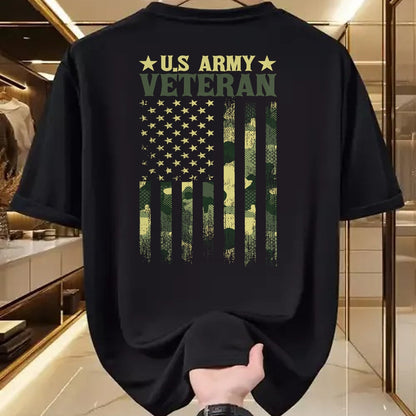 Proud Veteran Shirt, Funny Veteran UnisexT-Shirt/Hoodie/Sweatshirt HLT00 - US Army Veteran Patriotic Military Camouflage American Flag Long Sleeve T-Shirt