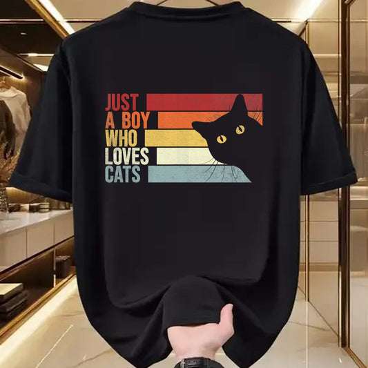 Cat Love Shirt, Funny Cat Lover Gift UnisexT-Shirt/Hoodie/Sweatshirt HLT00 - Just A Boy Who Loves Cats. Funny Cats Lover T-Shirt (2)