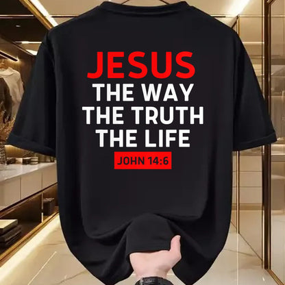 Christian Tee, Christian Faith Unisex T-Shirt/Hoodie/Sweatshirt HLT00 - Jesus The Way Truth Life John 14 6 Christian Bible Verse T-Shirt (1)
