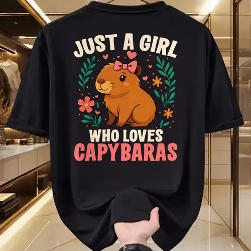 Cute Capybara Shirt, Funny Capybara Unisex T-Shirt/Hoodie/Sweatshirt HLT00 - Just a Girl Who Loves Capybaras Cute Rodent Animal T-Shirt