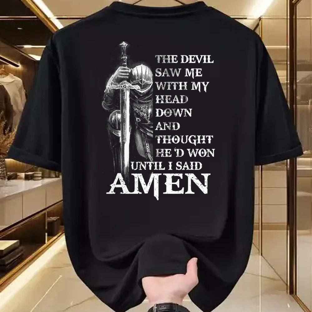 Christian Tee, Christian Faith Unisex T-Shirt/Hoodie/Sweatshirt HLT00 - Knight Templar Christian Warrior Of God Devil I Said Amen T-Shirt