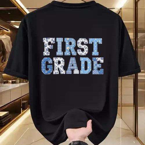 Best Student Shirt, Funny Back To School UnisexT-Shirt/Hoodie/Sweatshirt HLT00 - 1st First Grade Teacher Blue Patchwork Back to School Girls T-Shirt
