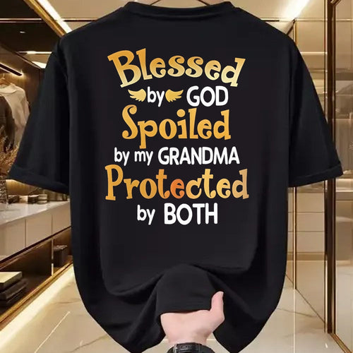 Best Wife Shirt, Wife and Husband Unisex T-Shirt/Hoodie/Sweatshirt HLT00 - Blessed By God Spoiled By My Grandma Grandson Granddaughter T-Shirt (1)