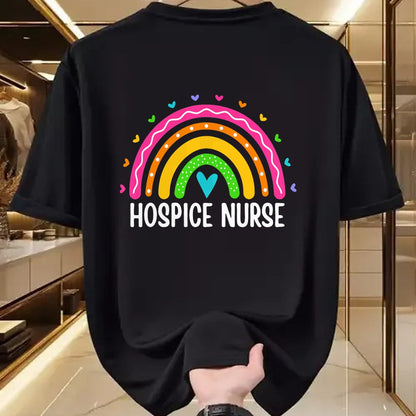 Funny Nurse Shirt, Nurse Unisex T-Shirt/Hoodie/Sweatshirt HLT00 - Hospice Care Nursing Rainbow RN Registered Hospice Nurse T-Shirt