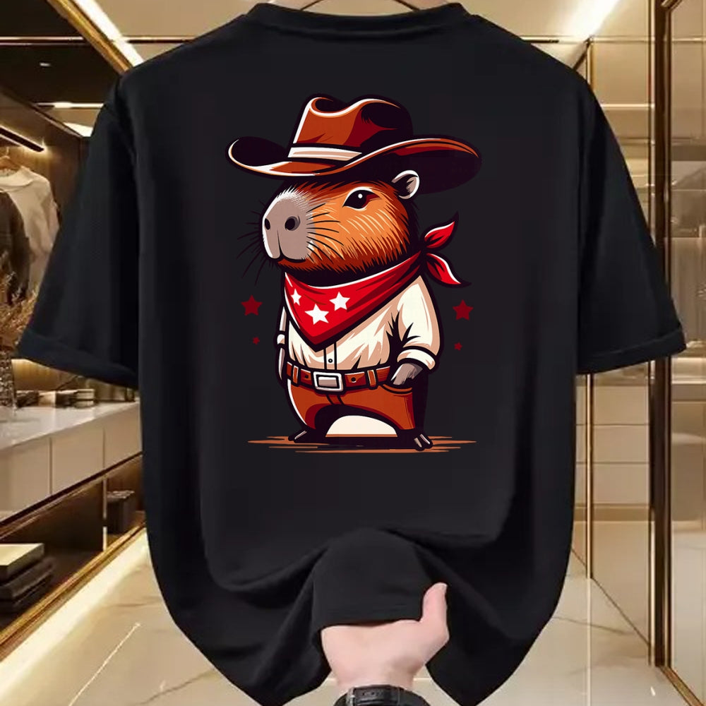 Cute Capybara Shirt, Funny Capybara Unisex T-Shirt/Hoodie/Sweatshirt HLT00 - Western Capybara Cowboy T-Shirt
