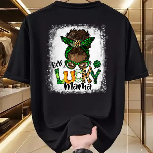 Gift for Mom Shirt, Funny Mom Unisex T-Shirt/Hoodie/Sweatshirt HLT00 - One Lucky Mama Mom Mother African American St Patrick's Day T-Shirt
