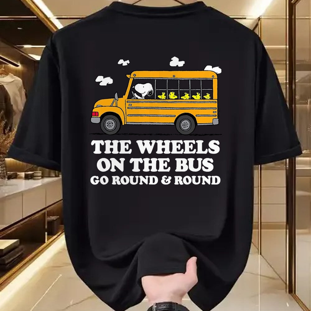 Best Student Shirt, Funny Back To School UnisexT-Shirt/Hoodie/Sweatshirt HLT00 - Peanuts - Wheels On The Bus Back to School T-Shirt, Men, Black, 3X-Large