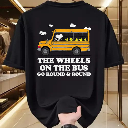Best Student Shirt, Funny Back To School UnisexT-Shirt/Hoodie/Sweatshirt HLT00 - Peanuts - Wheels On The Bus Back to School T-Shirt, Men, Black, 3X-Large