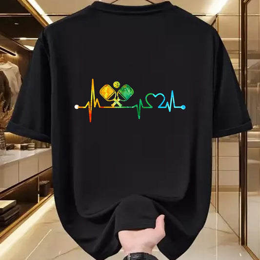 Funny Pickleball Shirt, Pickleball Lover Unisex T-Shirt/Hoodie/Sweatshirt HLT00 - Funny Pickleball Paddle Heartbeat Vintage Colors T-Shirt Small