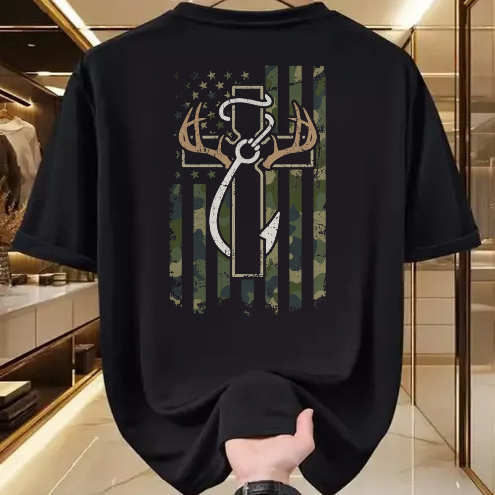 Christian Tee, Christian Faith Unisex T-Shirt/Hoodie/Sweatshirt HLT00 - Hunting Fishing Faith - Christian Hunter Fisherman Camo USA T-Shirt