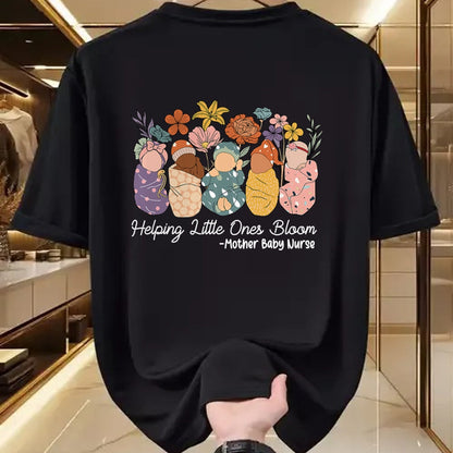 Funny Nurse Shirt, Nurse Unisex T-Shirt/Hoodie/Sweatshirt HLT00 - Groovy Helping Little Ones Bloom Babies Mother Baby Nurse T-Shirt