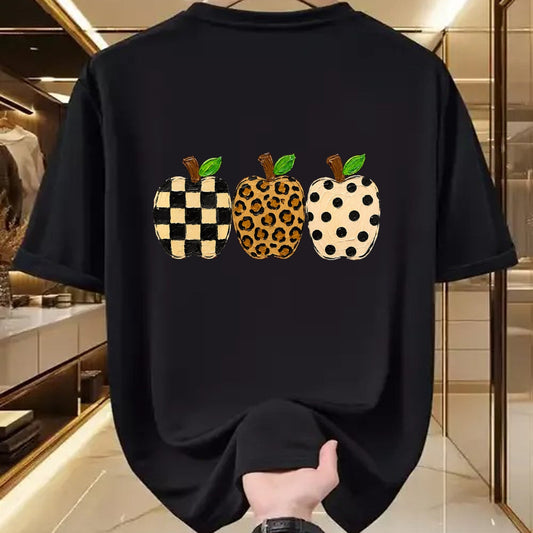 Best Teacher Shirt, Funny Teacher UnisexT-Shirt/Hoodie/Sweatshirt HLT00 - Pattern Apple Trio Leopard Print Checkered Polka Dot Teacher T-Shirt