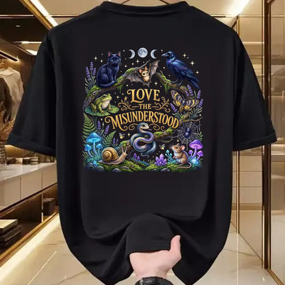 Cat Love Shirt, Funny Cat Lover Gift UnisexT-Shirt/Hoodie/Sweatshirt HLT00 - Love The Misunderstood Bat Raven Cat Snake Spider Frog Moth T-Shirt (1)