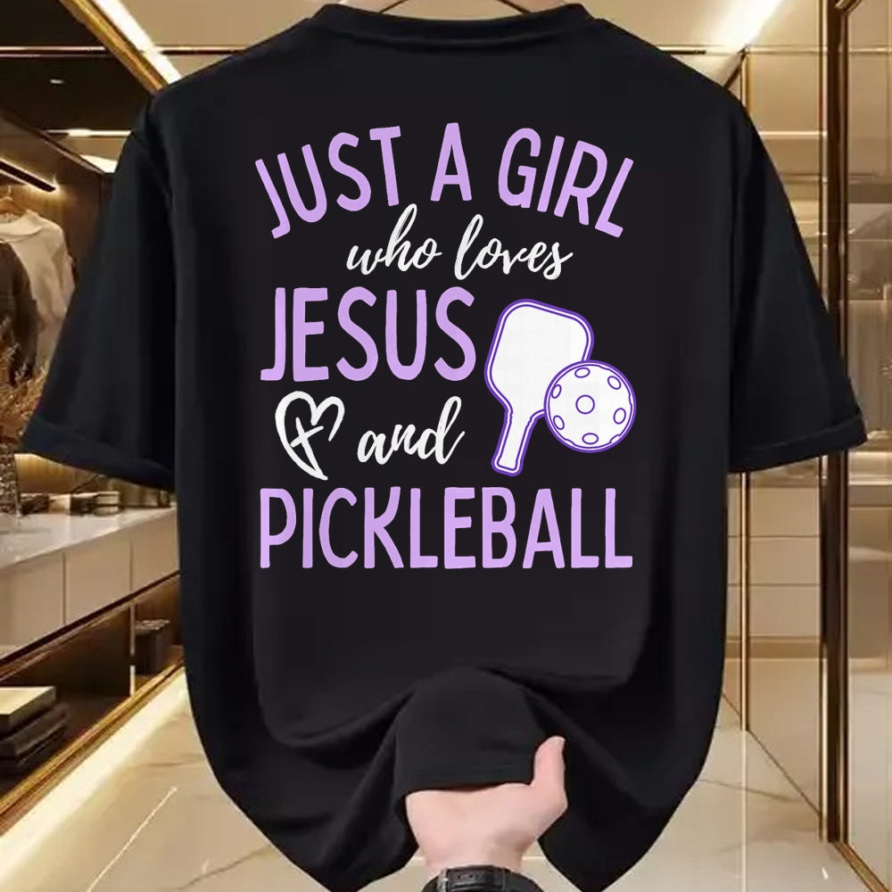 Funny Pickleball Shirt, Pickleball Lover Unisex T-Shirt/Hoodie/Sweatshirt HLT00 - Just A Girl Who Loves Jesus and Pickleball Christian Cute T-Shirt