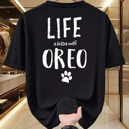 Cat Love Shirt, Funny Cat Lover Gift UnisexT-Shirt/Hoodie/Sweatshirt HLT00 - Life ist Better with Oreo Dog Name T-Shirt Gift Shirt T-Shirt