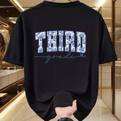 Best Student Shirt, Funny Back To School UnisexT-Shirt/Hoodie/Sweatshirt HLT00 - Third Grade Blue Floral Back to School Teachers Girls Kids T-Shirt