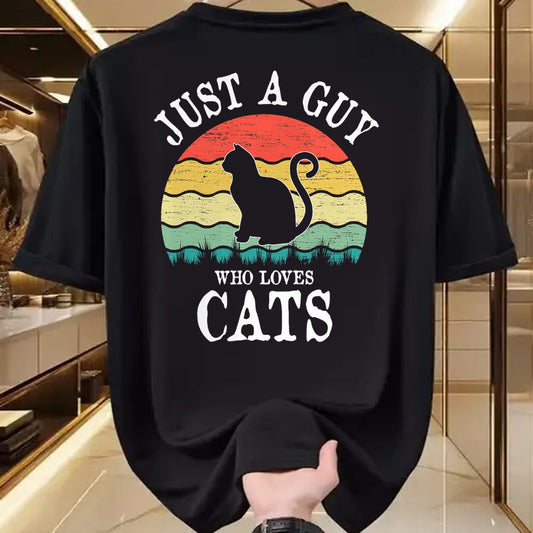 Cat Love Shirt, Funny Cat Lover Gift UnisexT-Shirt/Hoodie/Sweatshirt HLT00 - Just A Guy Who Loves Cats T-Shirt (1)