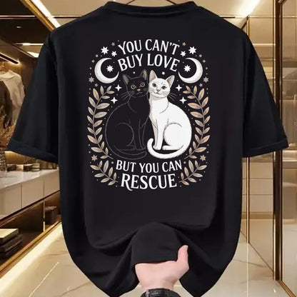 Cat Love Shirt, Funny Cat Lover Gift UnisexT-Shirt/Hoodie/Sweatshirt HLT00 - Women_s You Can_t Buy Love But You Can Rescue It Cat Lovers V-Neck T-Shirt