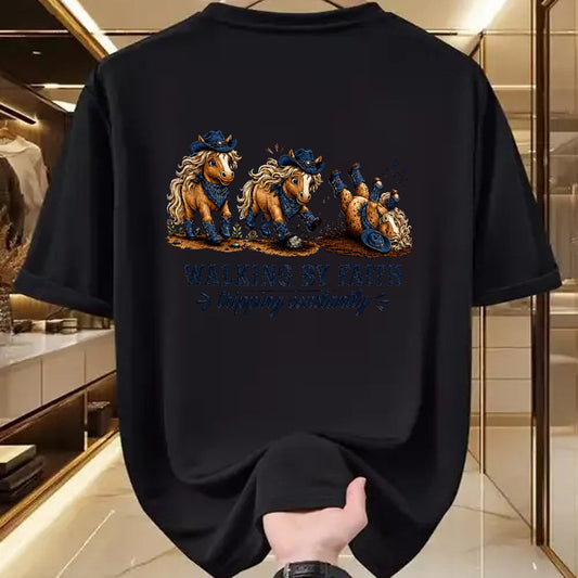 Best Horse Lover Shirt , Funny Horse UnisexT-Shirt/Hoodie/Sweatshirt HLT00 - Walking By Faith Tripping Constantly Western Horse Christian T-Shirt