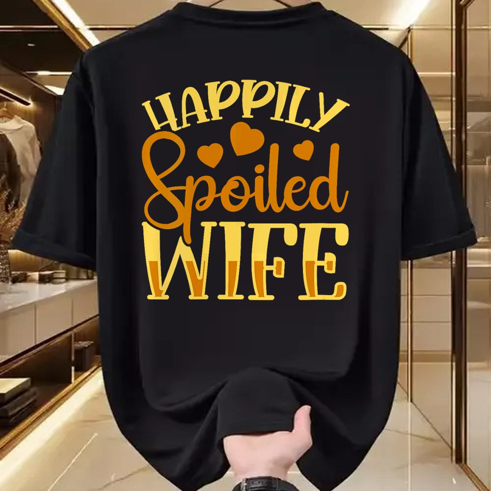 Best Wife Shirt, Wife and Husband Unisex T-Shirt/Hoodie/Sweatshirt HLT00 - Gift for wife T shirt, spoiled wife   Womens Funny Wife Happily Spoiled Wife V-Neck T-Shirt (1)