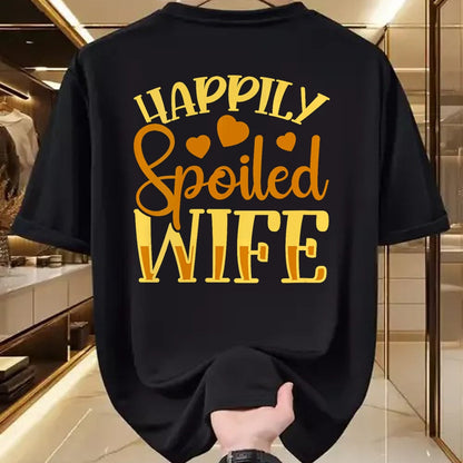 Best Wife Shirt, Wife and Husband Unisex T-Shirt/Hoodie/Sweatshirt HLT00 - Gift for wife T shirt, spoiled wife   Womens Funny Wife Happily Spoiled Wife V-Neck T-Shirt (1)