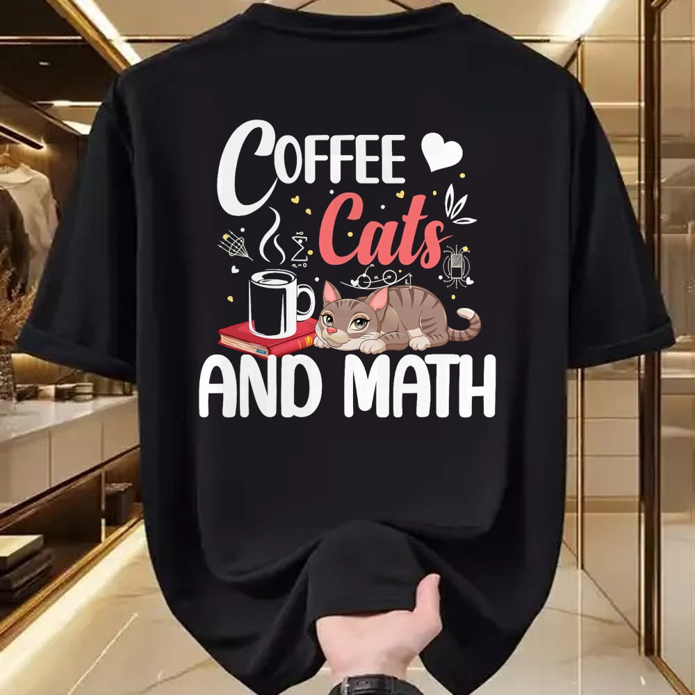Cat Love Shirt, Funny Cat Lover Gift UnisexT-Shirt/Hoodie/Sweatshirt HLT00 - I Love Math Cats And Coffee Heart Mathematics Teacher T-Shirt
