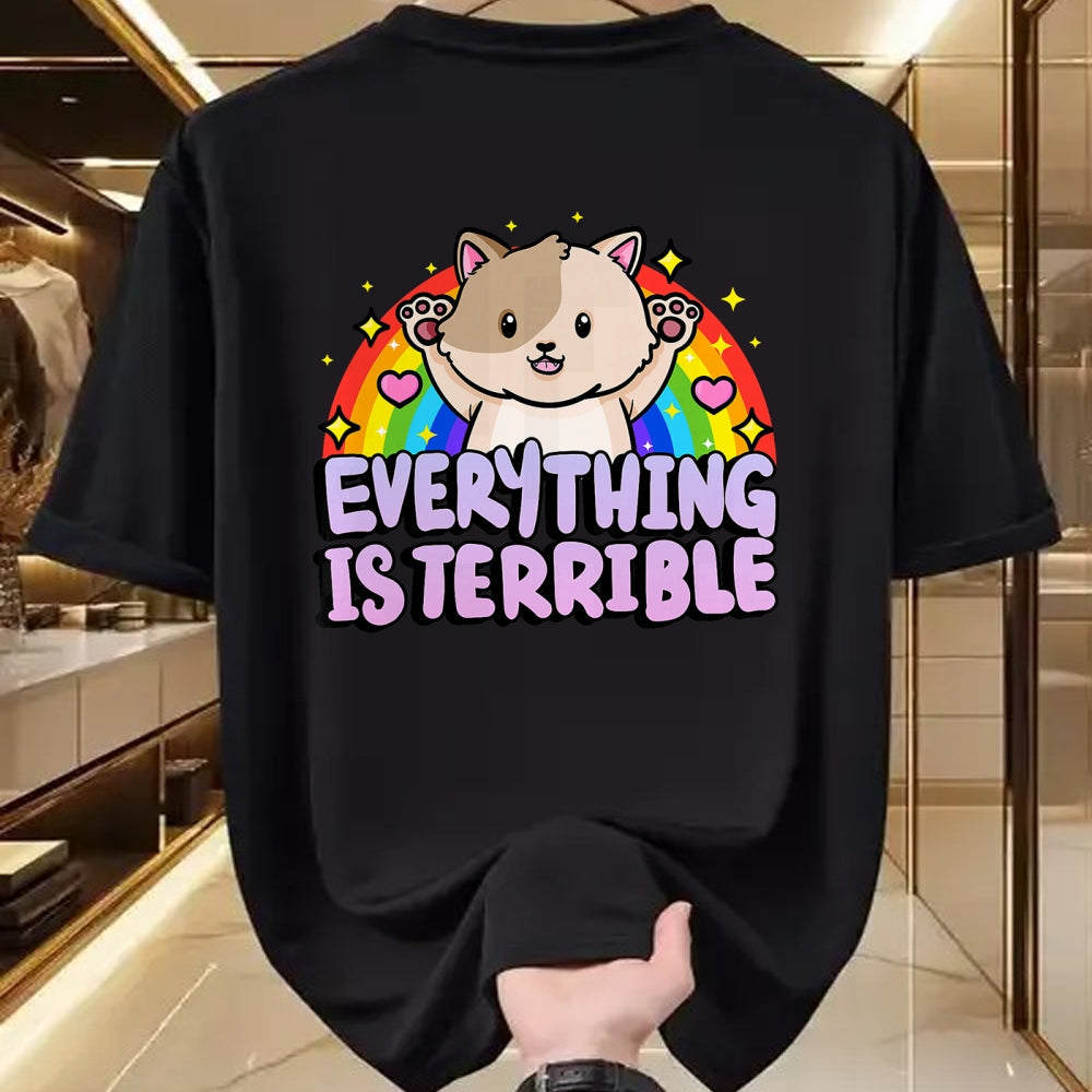 Cat Love Shirt, Funny Cat Lover Gift UnisexT-Shirt/Hoodie/Sweatshirt HLT00 - Everything is Terrible Sarcasm Rainbow Kitten Cute Cat T-Shirt (1)