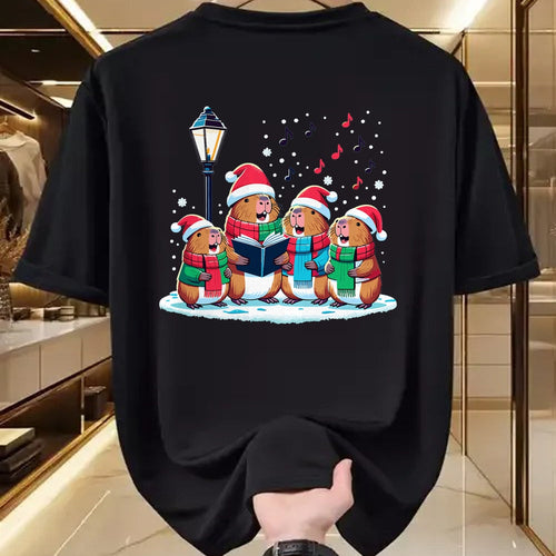 Cute Capybara Shirt, Funny Capybara Unisex T-Shirt/Hoodie/Sweatshirt HLT00 - Festive Winter Capybara Christmas T-Shirt