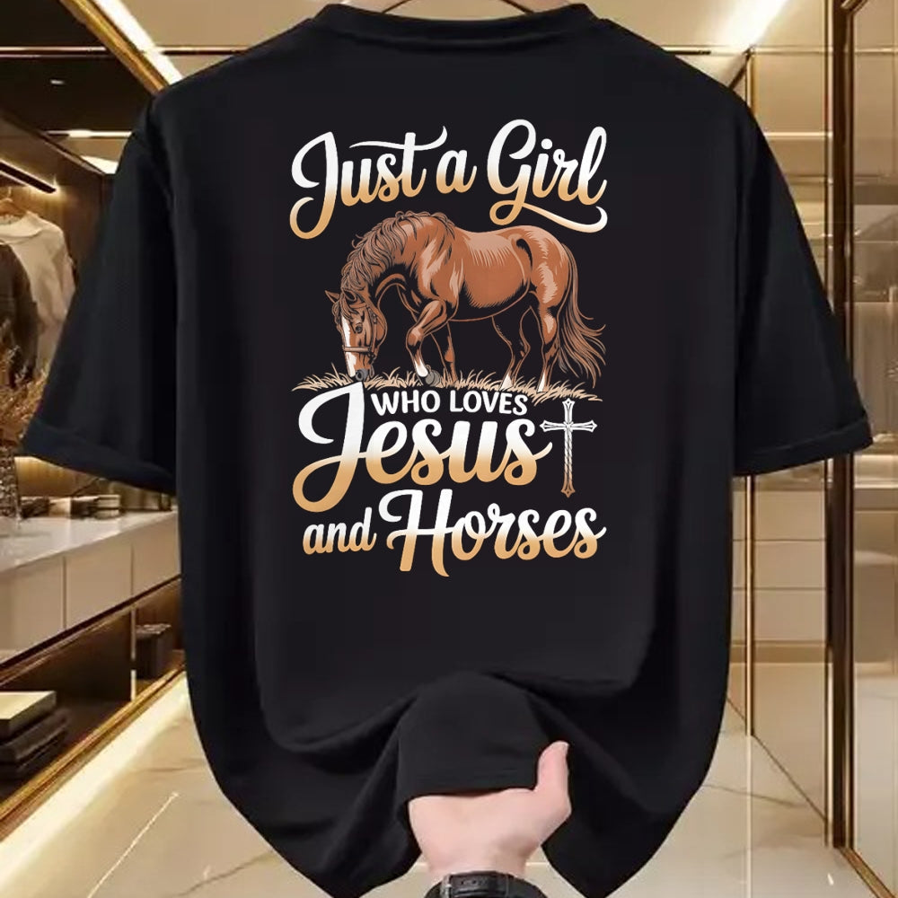 Best Horse Lover Shirt , Funny Horse UnisexT-Shirt/Hoodie/Sweatshirt HLT00 - Just a girl who loves horses and jesus T-Shirt